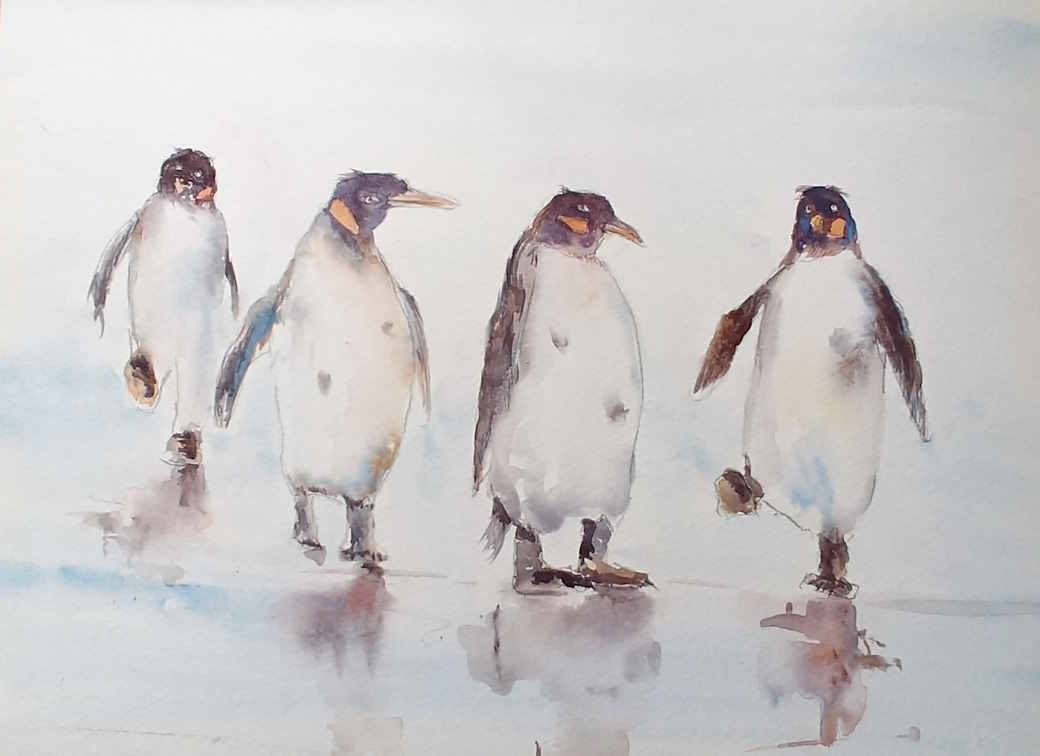 Penquin Parade Watercolour
